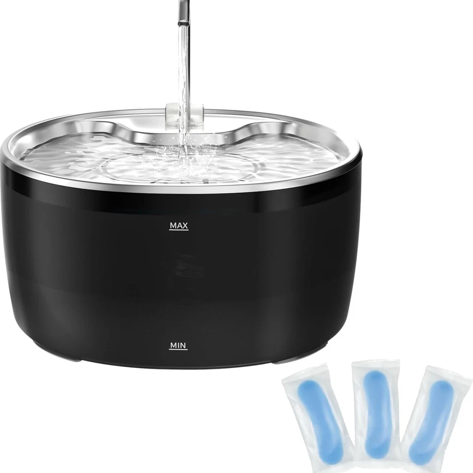 Edelstahl Katzenbrunnen 3.2L Wasserbrunnen mit Mehrstufigem Filtersystem