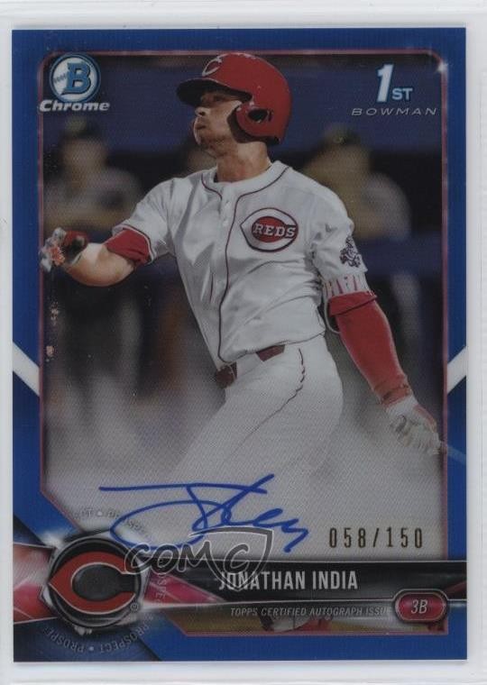 2018 Bowman Draft Chrome Pick Blue Refractor 58/150 Jonathan India Auto zr9