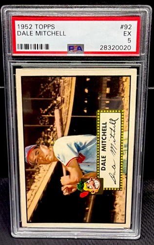 1952 TOPPS BASEBALL # 92 DALE MITCHELL INDIANS PSA 5 EX-