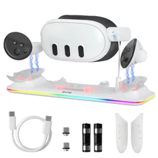 Charging Dock for Oculus/Meta Quest 3 - Magnetic Docking Station with LED Lig...