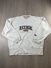 Reebok 90?s Vintage Classic Logo Sweatshirt Cream Size 10 Cotton Crewneck Jumper