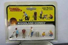 WOODLAND SCENICS A1915 LAWN WORKERS 5 FIGURES PLUS TOOLS!