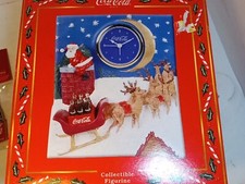 VTG 1998 Coca-Cola Coke Collectible Figurine Christmas Clock Santa & Reindeer.