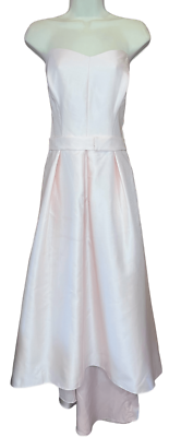 alfred sung strapless satin high low dress with pockets Alfred Sung Strapless Satin High Low Dress with Pockets Review