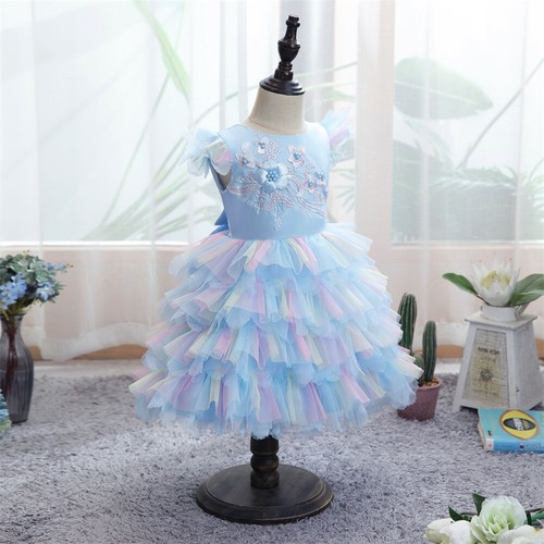 Little Girls Sleeveless Lace Tutu Dress Toddler Birthday Party Gown Wedding - Picture 117 of 197