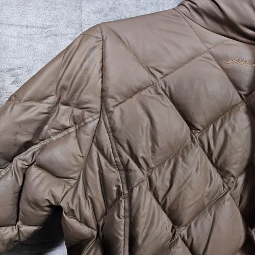 Puffer Jacke Mantel Small Petite Braun Eddie Bauer Gänsedaunen Druckknopf Reißverschluss EB700 - Bild 3 von 10