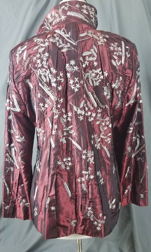 Linda Ellen tracy Womens Retro silk jacket Size 14 100%silk, embroidered - Picture 4 of 8
