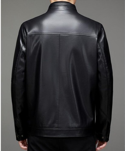 Fashion Mens Faux Leather Slim Fit Zip Long Sleeve Jacket Casual Business Coats - Bild 7 von 9