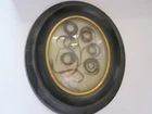 ANTIQUES FRENCH VICTORIAN MOURNING HAIR ART CONVEX GLASS FRAME RELIQUARY 19TH