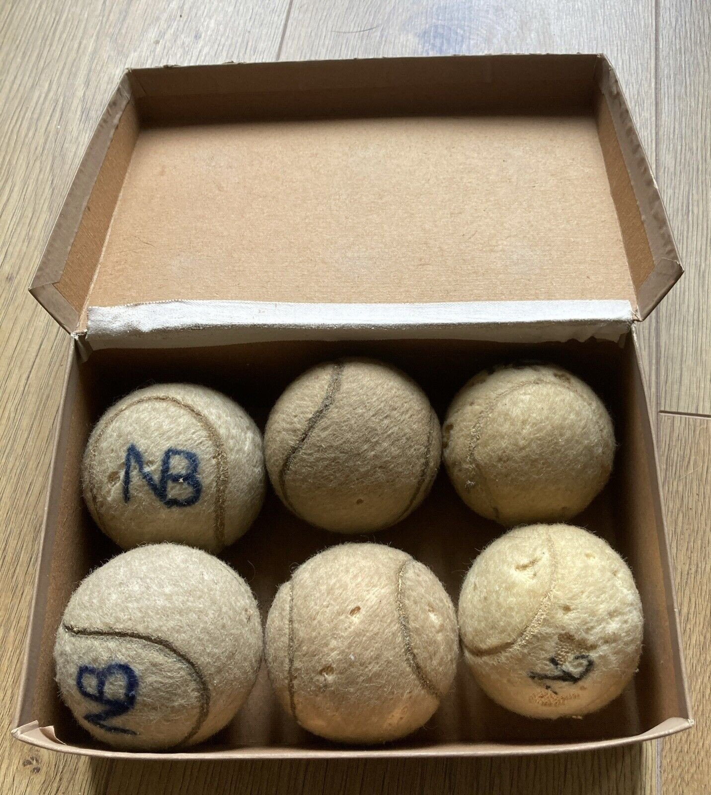 1950 Slazenger Vintage Tennis Ball Box, with 6 Balls, made in England! 2