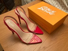 Public Desire Red Patent Killer Heels Transparent Topline Size 6