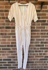 Topshop Binky striped linen blend jumpsuit Women s Size US 6 Regular NEW