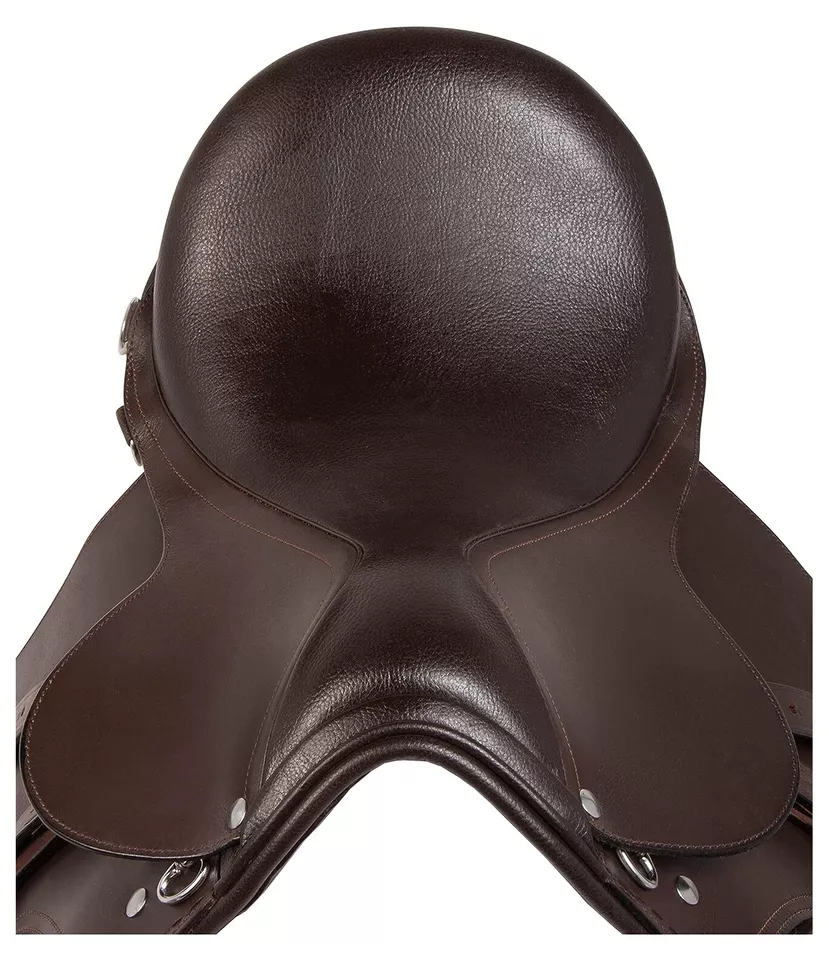 Sillín de montar a caballo inglés para exhibición de cuero marrón 13"-18" Foto 2 de 3