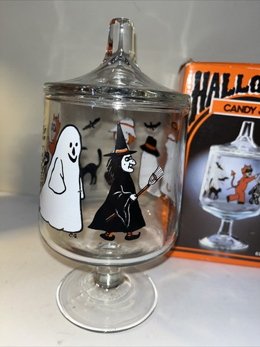 Vintage 1986 Action Industries Halloween Candy Jar Ghost Trick-or-Treat W/ Box - Picture 2 of 9
