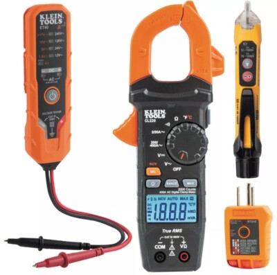 KLEIN TOOLS CL220VP Premium Electrical Test Kit Clamp Meter Non Contact GFCI   