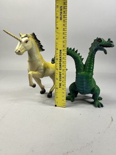 Imperial Two-Headed Dragon Hard Rubber Figure Vintage &Yellow Unicorn - Picture 7 of 7