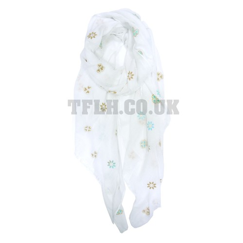 Ladies Womens Light Embossed Print Scarf Wrap Spring Summer Gift Daisy print - Picture 8 of 13