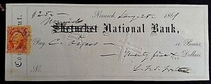 SIGNED CHECK-LA FAYETTE SABINE FOSTER 1865 - 1867 Vice President Lincoln Death
