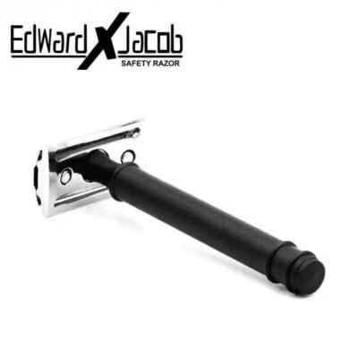 EDWARD X JACOB EXJ - Double Edge Safety Razor - Black Handle, Traditional Wet Shaving Tool