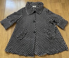 Joseph Ribkoff Ladies Black & White Collared Lightweight Pea Coat Uk Size 16