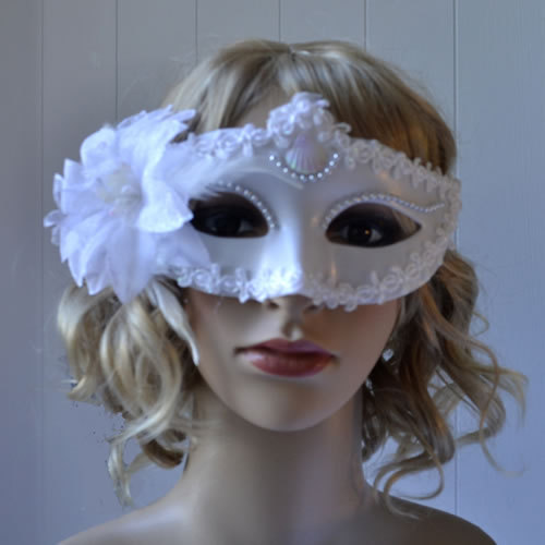 Halloween Damen Augenmaske Ballmaske Gesichtmaske Halloweenmaske weiß rot Party - Picture 2 of 5
