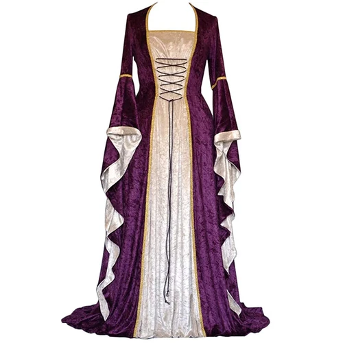 Medieval Renaissance Costume Velvet Long Dress Gothic Victorian Gown Cosplay - Picture 2 of 24