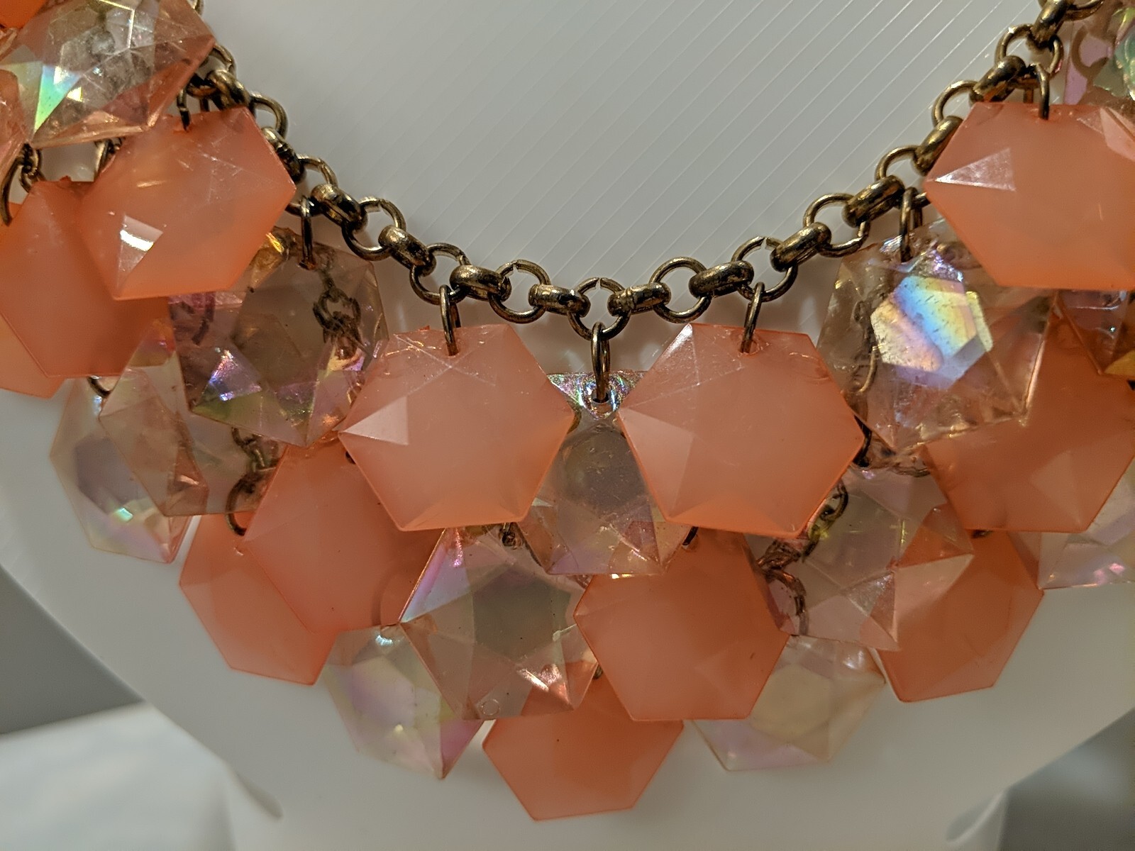 Two Rows Opaque Translucent Peach Pink Acrylic St… - image 3