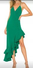 Lovers  Friends Evergreen Hi Low Ruffled Asymmetric Low Back Gown Size M