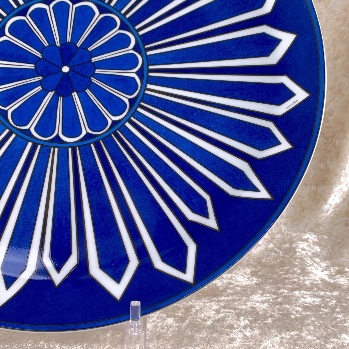 Hermes BLEUS D'AILLEURS Tart Platter Large Plate 32cm Porcelain