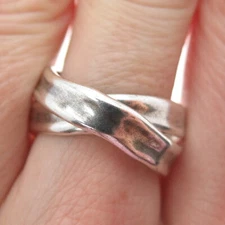 HAGIT GORALI Sterling Vintage Israel Forever Together Crisscross Ring Size 7