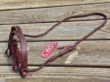 CWD Brown Padded Crank Noseband Caveson -Elastic Bit Straps- Size 3/Full - NWT!