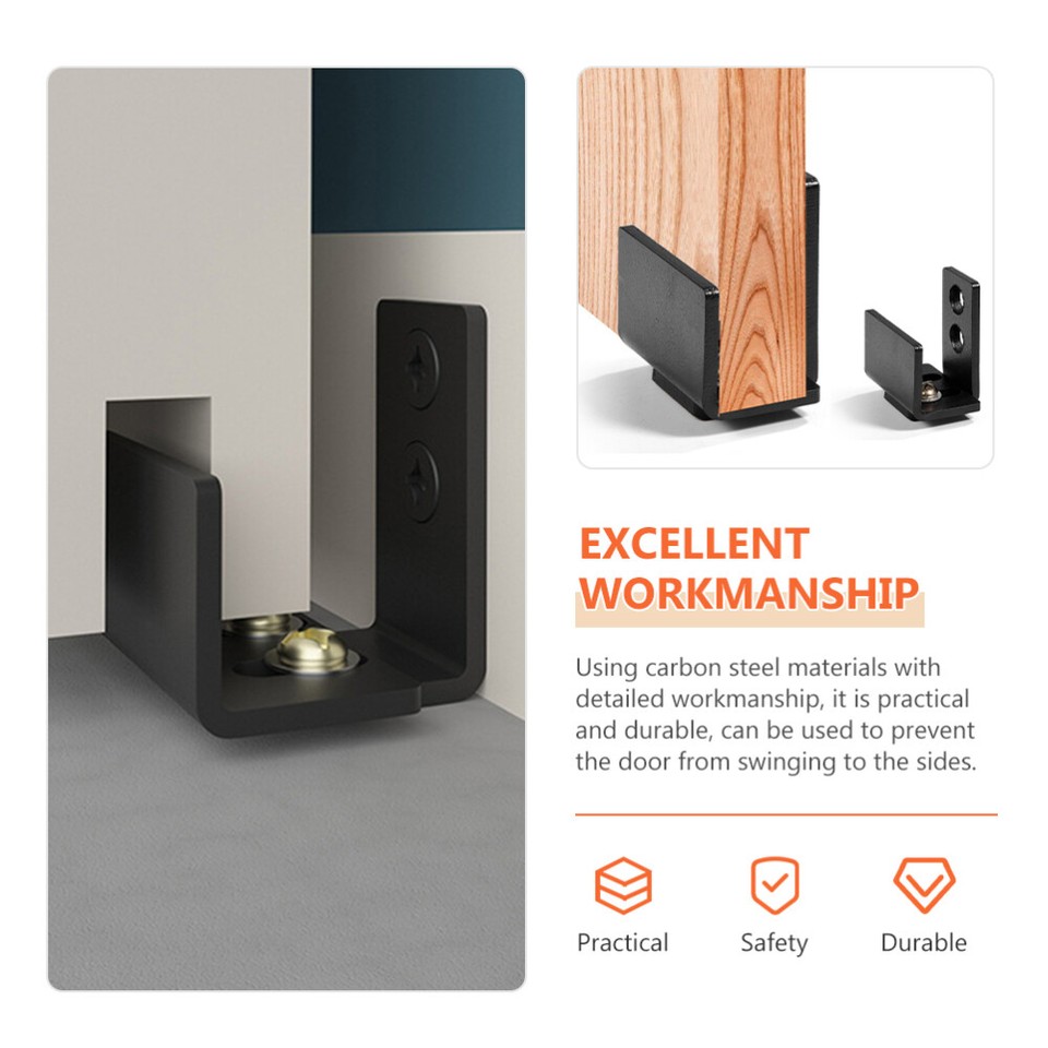 Black Ground Guide Rail Carbon Steel Floor Bottom Stop Sliding Door