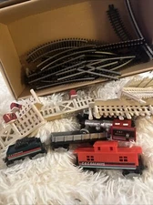 C & C Railways Battery Operated Train Set. with Christmas decore. W Track Extras