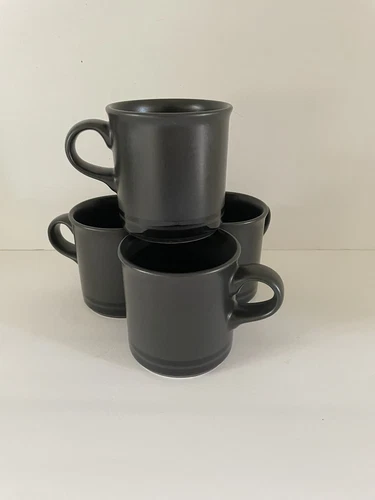 Pfaltzgraff “ Midnight Sun” Black Set of 4 Mugs 13 oz