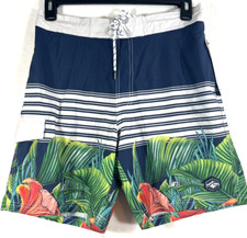 Spicy Tuna Men's Medium Tropical Swim Trunks Swimsuit No Lining Drawstring NEW