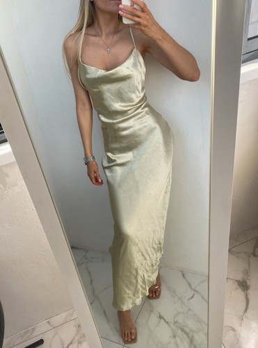 ❤️ NEU ASOS MIDI MAXI SATIN KLEID MENTHOL FARBE OLIVE GRÜN BEIGE SLIP DRESS ❤️ - Bild 4 von 15
