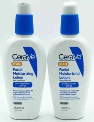 CERAVE AM FACIAL MOISTURIZING LOTION SPF 30 WITH SUNSCREEN 2 OZ LOT OF 2