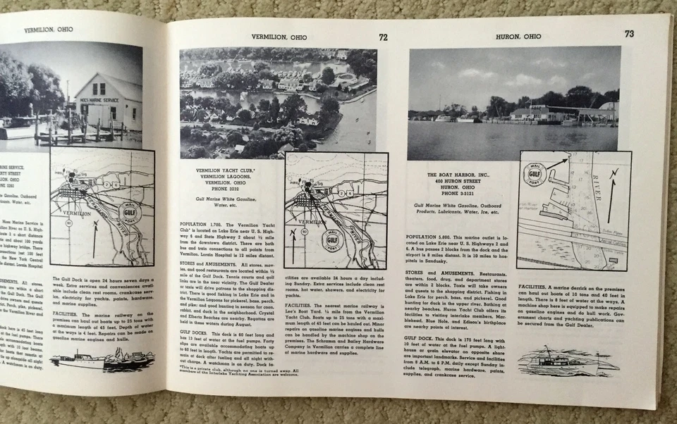 DE COLECCIÓN NÁUTICO 1960 "PUERTOS EN LAGOS Y RÍOS INTERIORES" GOLFO CRUCERO Foto 2 de 4