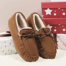 Men Loafers Slippers Fuzzy Plush House Shoes Faux Fur Lined Indoor Fleece Loafer