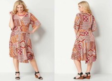 NWT CJ BANKS 2X BANDANA PRINT MIDI DRESS SHORT SLEEVE $64.95