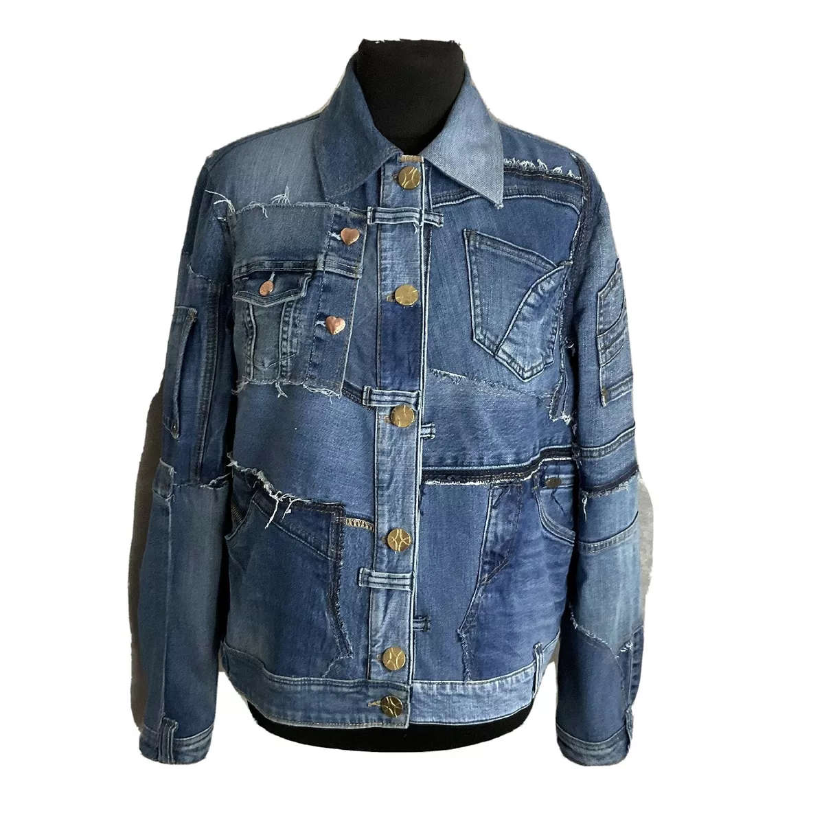 Dolce & Gabbana Distressed Patchwork Denim Jacket in Blue