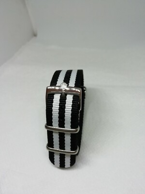 20mm NATO BOND cinturino NERO BIANCO per orologio con fibbia Rolex