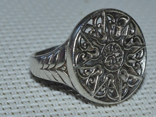 ESCLUSIVO ANELLO VINTAGE RUSSO ARGENTO STERLING 925 Taglia 8 Gioielli unisex modello sole - Foto 3 di 11