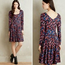 Anthro HD in Paris Saraid long sleeve floral mini dress Wmn's Size XS Boho Indie