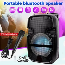 8" Power 4400W Portable Bluetooth Party Speaker AUX FM SystemTailgate Mic Remote