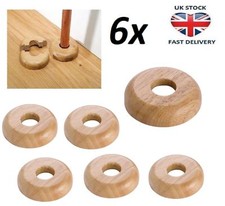 6x REAL OAK Wood 15mm Radiator Pipe Collars Wooden Floor Cover Rose Rings New