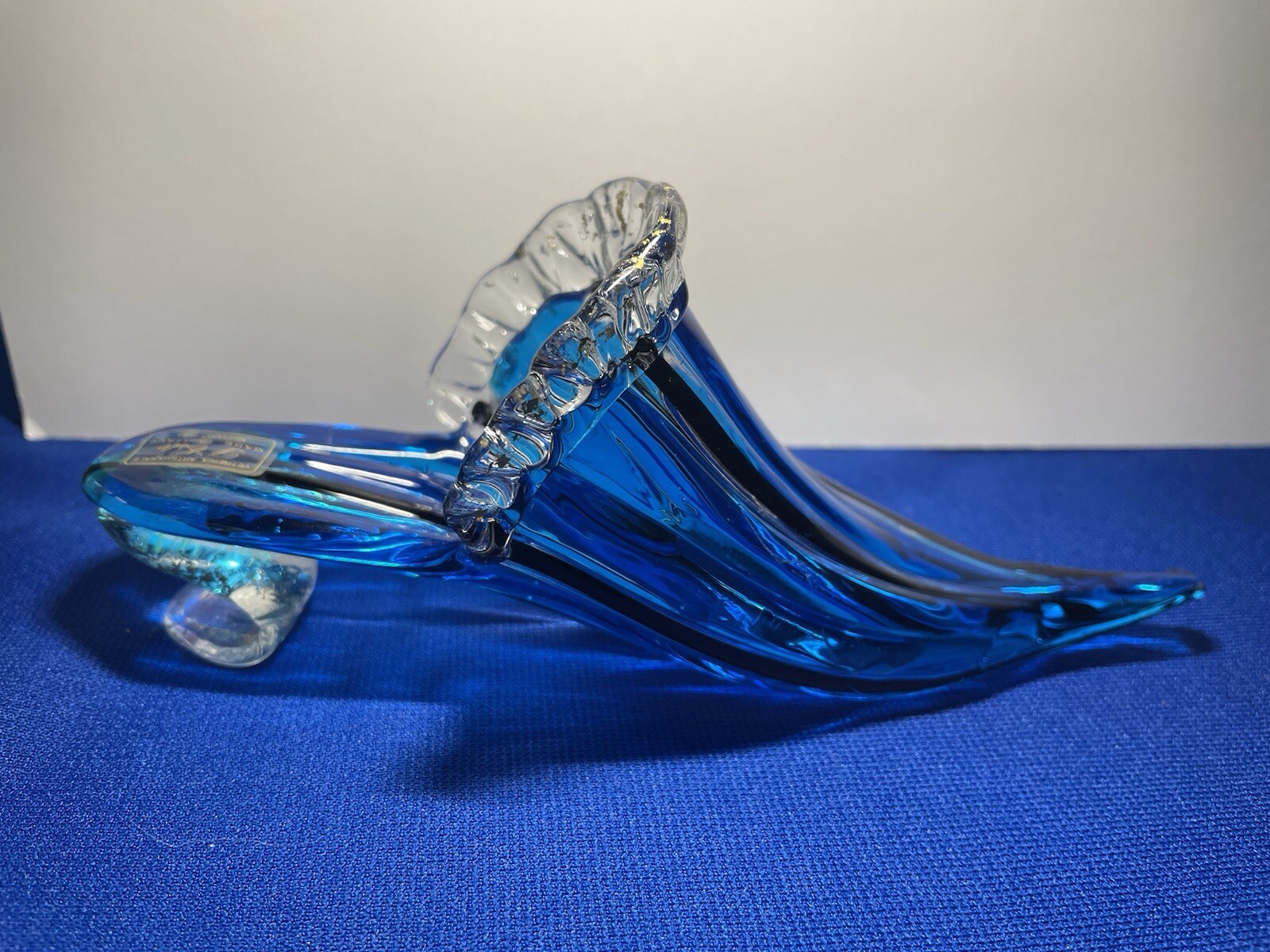 PANTOFOLA D’ORO Ciabatta in vetro veneziano di Murano con etichetta "Vetreria Artigianale D'Este" insolita blu