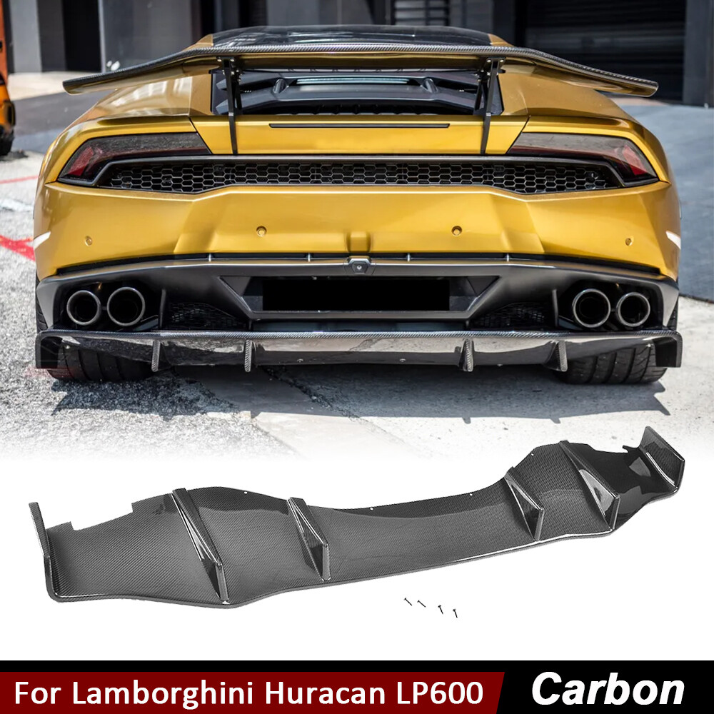 For Lamborghini Huracan LP610 14-17 Real Carbon Rear Bumper Diffuser Lip Spoiler