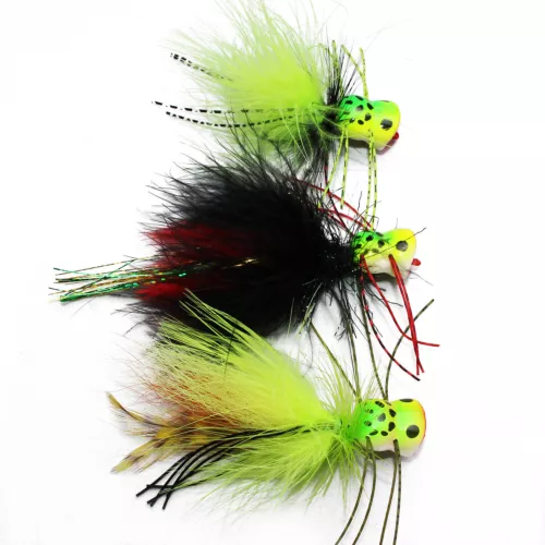 6 pcs/lot UV Surface Seaducer Frog Foam Head Popper Bass Fly Fishing Flies Lures