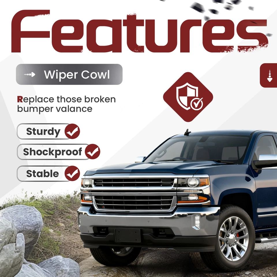 Front Bumper Valance For Chevrolet Silverado 1500 LD 2016-2018 19 Air Deflector - Image 3 of 4